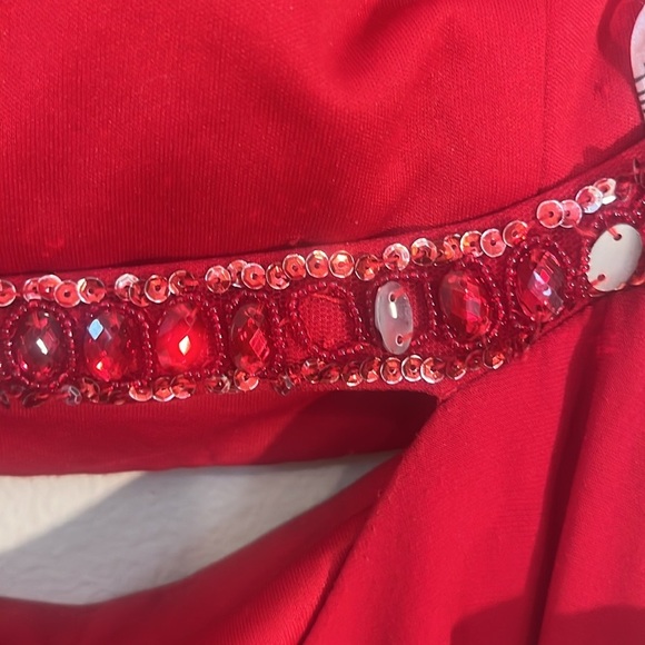 Sherri Hill Prom Dress Two Piece Beaded Red Sequin 6 - Picture 9 of 12